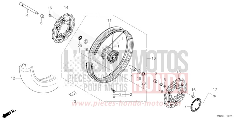 ROUE AVANT (2) de Africa Twin DARKNESS BLACK METALLIC (NH463) 2021
